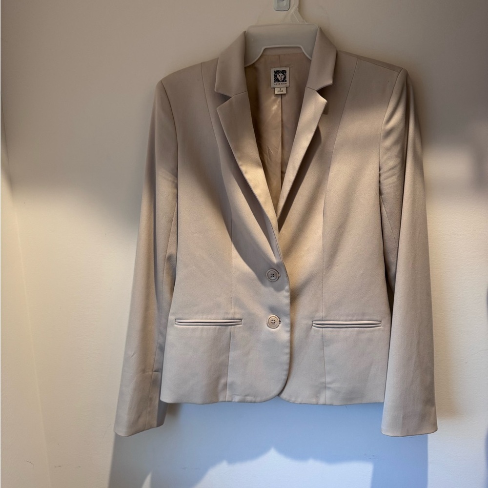 Anne Klein Light Beige Single-Breasted Blazer